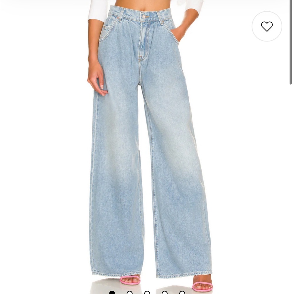 GRLFRND Light Blue Wide Leg Flare Jeans